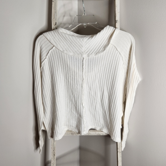 Free People We The Free top womens XS Ivory White Wildcat thermal waffle knit - Picture 7 of 7